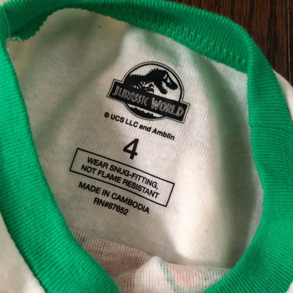 Jurassic World Boys 4T 4-Piece Green Cotton Long-Sleeves/Pants Pajama Set - NWT! - Picture 5 of 6